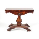 Property of lady - an early 19th century William IV carved mahogany swivel-top foldover tea table,