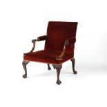 Property of a deceased estate - a mid 18th century George II mahogany library armchair, the arm