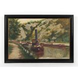 Property of a lady - Dutch school, early / mid 20th century - A CANAL SCENE - oil on canvas, 23.6 by