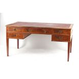 Property of a lady - an early 20th century mahogany & boxwood strung desk, one drawer stamped '