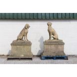 Property of a deceased estate - a large & impressive pair of well weathered garden statues of