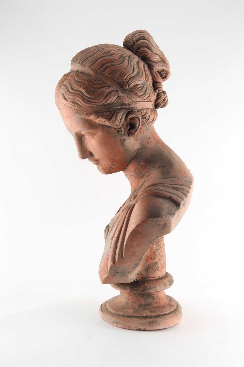 Property of a lady - a terracotta bust of a classical goddess or maiden, 22ins. (56cms.) high. - Image 2 of 3