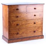 Property of a gentleman - a good quality late Victorian pitch pine chest of two short & three long