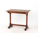 Property of a lady - a late 19th / early 20th century oak stretcher table, with turned column