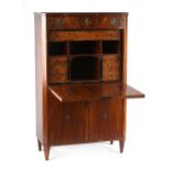 Property of a lady - a 19th century North European walnut secretaire a abattant, with fitted yew