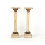 Property of a gentleman - a pair of late 19th century onyx & ormolu or gilt brass columns, each