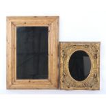 Property of a deceased estate - a pine rectangular framed wall mirror, 36.2 by 25.6ins. (92 by
