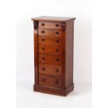 Property of a lady - a Victorian mahogany wellington chest, 20ins. (51cms.) wide.