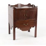 Property of a gentleman of title - an 18th century George III mahogany tray-top commode, with shaped