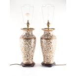 Property of a deceased estate - a pair of modern porcelain table lamps in the maiolica style, with