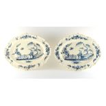 Property of a lady - a large pair of creamware shaped oval serving plates, probably Leeds, each