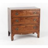 Property of a deceased estate - a small George III mahogany chest of three long graduated drawers,