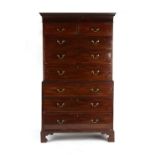 Property of a gentleman of title - a George III mahogany tallboy or chest-on-chest, with Greek key