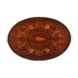 Property of a lady - a late 19th / early 20th century mahogany & marquetry inlaid galleried oval