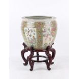 Property of a deceased estate - a large Chinese famille rose fishbowl planter, 21.65ins. (55cms.)