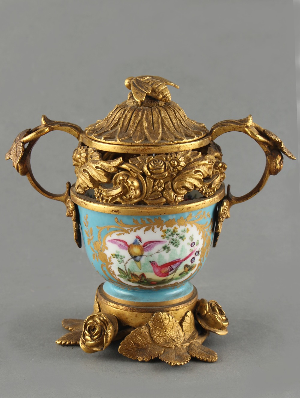 Property of a deceased estate - a 19th century French ormolu mounted Sevres style porcelain brule - Image 2 of 3