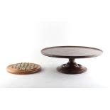 Property of a deceased estate - a mahogany lazy susan, the top split & re-stuck, 17.25ins. (