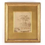 Property of a lady - English school, early 19th century - TWO FIGURES IN LANDSCAPE - watercolour,