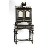 Property of a gentleman - a North Italian Milanese ivory mounted ebony cabinet-on-stand, second half