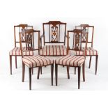 Property of a deceased estate - a set of five Edwardian mahogany & satinwood inlaid salon side