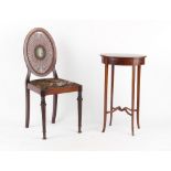Property of a deceased estate - an Edwardian mahogany & inlaid oval topped work table, 17.45ins. (