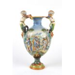 Property of a gentleman - a very large Italian SCA Pesaro maiolica vase, late 19th century,