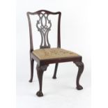 Property of a lady - a George III mahogany country Chippendale side chair with acanthus carved