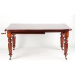 A Victorian mahogany telescopic extending dining table, with extra leaf & winding handle, the top