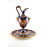 Property of a gentleman - a large late 19th century Gien faience ewer & stand in the Renaissance