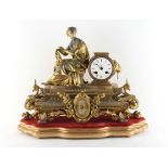 Property of a deceased estate - a late 19th century French gilt metal & alabaster figural cased