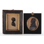 Property of a deceased estate - two 19th century silhouettes, with 'bronzing', both framed, the