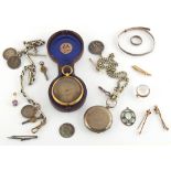 Property of a lady - a bag containing assorted items including jewellery, a cased pocket