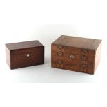 Property of a deceased estate - a 19th century rosewood tea caddy with two interior lids, 9.