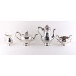 Property of a lady - a Victorian silver four piece tea set, each with engraved family crest, John