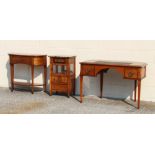 Property of a deceased estate - a modern desk with rounded back corners, the top with burr walnut