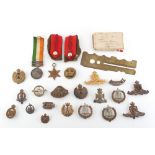 Property of a deceased estate - a quantity of military medals, cap badges, etc., including a King'