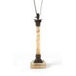 Property of a gentleman - a large bronze or brass mounted onyx Corinthian column table lamp, 25.