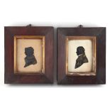 Property of a deceased estate - a pair of mid 19th century rosewood framed portrait silhouettes