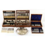 Property of a deceased estate - a quantity of silver plated cutlery, in three canteens; together