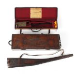 Property of a gentleman - a leather gun outer case, inscribed 'The Right Honble. / LORD LEIGH';