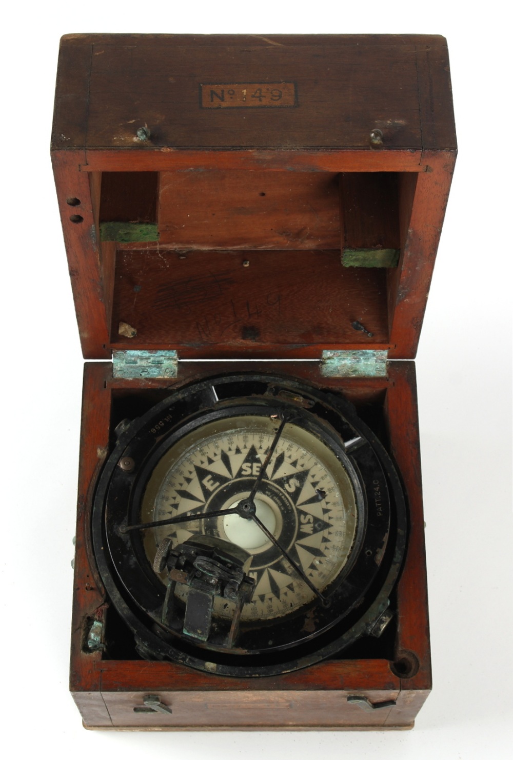 Property of a gentleman - a Kelvin Bottomley & Baird pattern 24c ship's compass, in wooden case. - Image 2 of 2