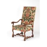 Property of a deceased estate - an early 18th Franco-Flemish walnut & later upholstered armchair,