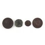 Property of a gentleman - a group of four coins, comprising a Roman bronze sesterius, Severus