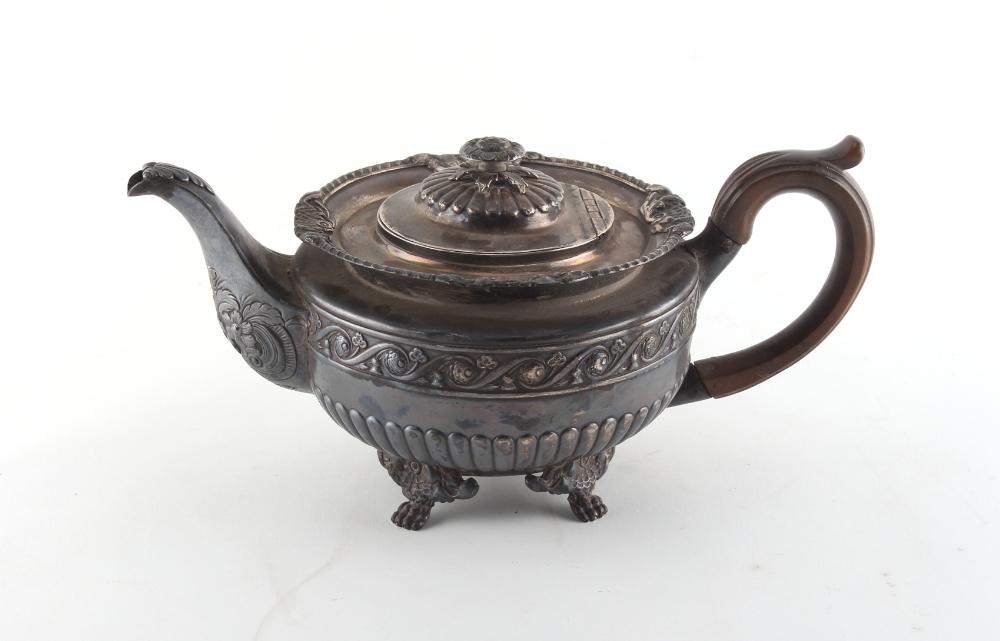 Property of a lady - a Georgian Irish silver teapot, James Fray, Dublin 1825, also stamped WEST, - Image 2 of 2