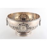 Property of a lady - a Victorian silver punch bowl, one cartouche with engraved presentation