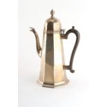 Property of a deceased estate - an Edwardian silver coffee pot of tapering octagonal form,