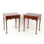 Property of a deceased estate - a pair of burr walnut bedside tables or lamp tables, each fitted