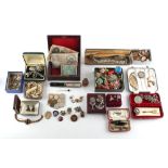 Property of a deceased estate - a box containing assorted costume jewellery.