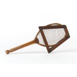Property of a gentleman - an early 20th century 'Fishtail' tennis racquet, by A.W. Gamage Ltd.,