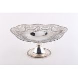 Property of a gentleman - an early 20th century silver pedestal dish of pierced oval form, with